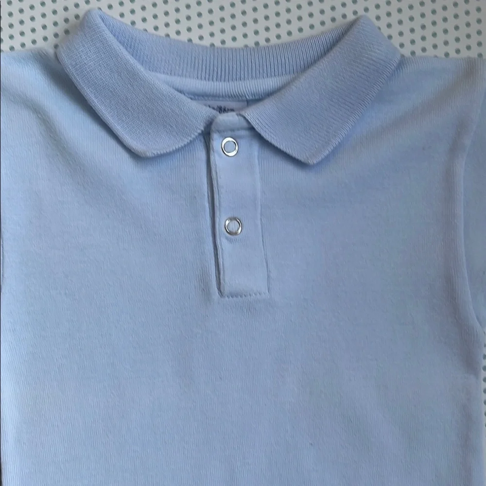 Petit Bateau Light Blue Polo Colar Bodysuit